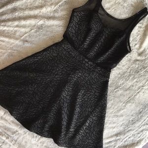 Black A-Line Dress with Mesh Cutouts